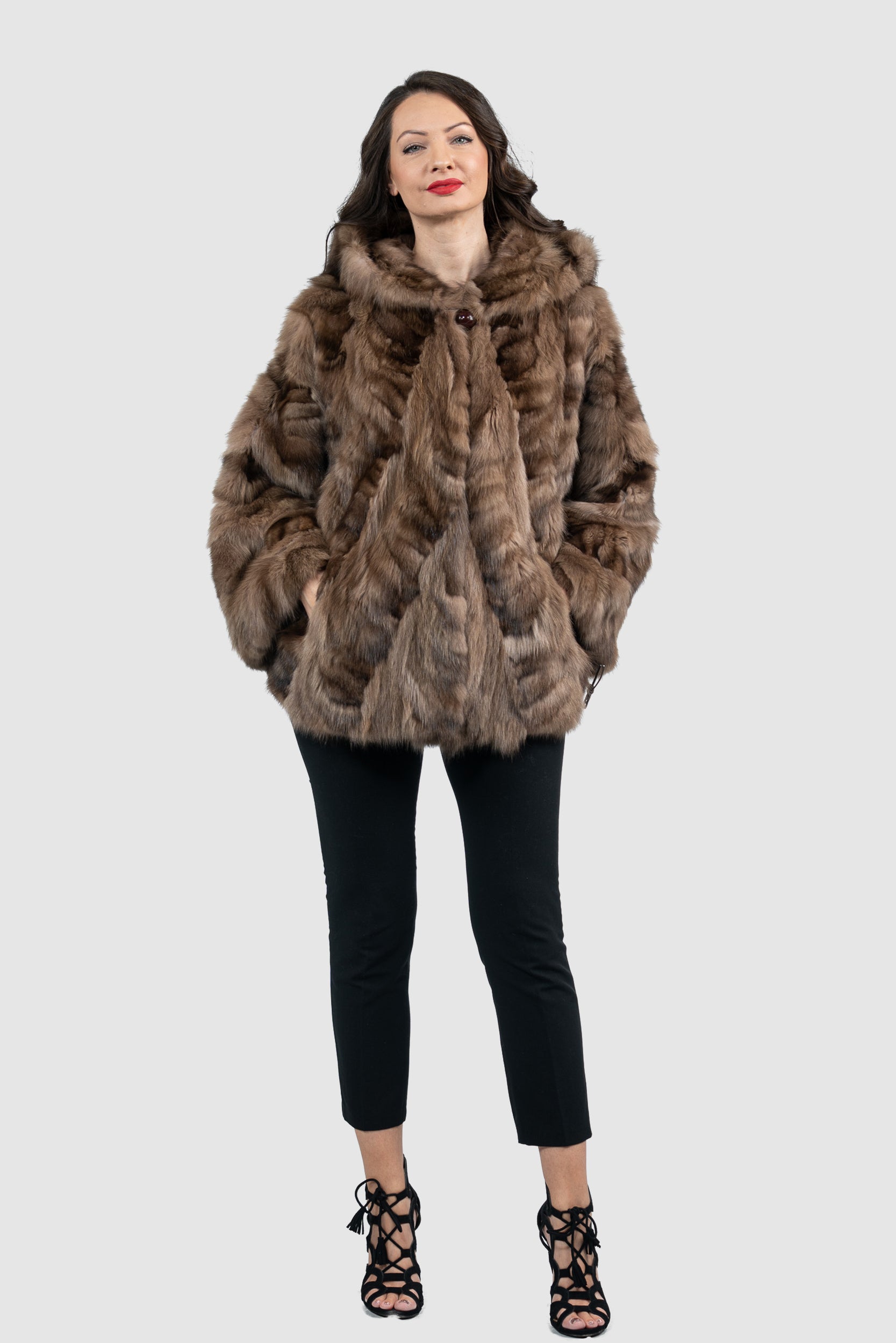 Russian Sable Pieced Hooded Jacket A/KR5-RS