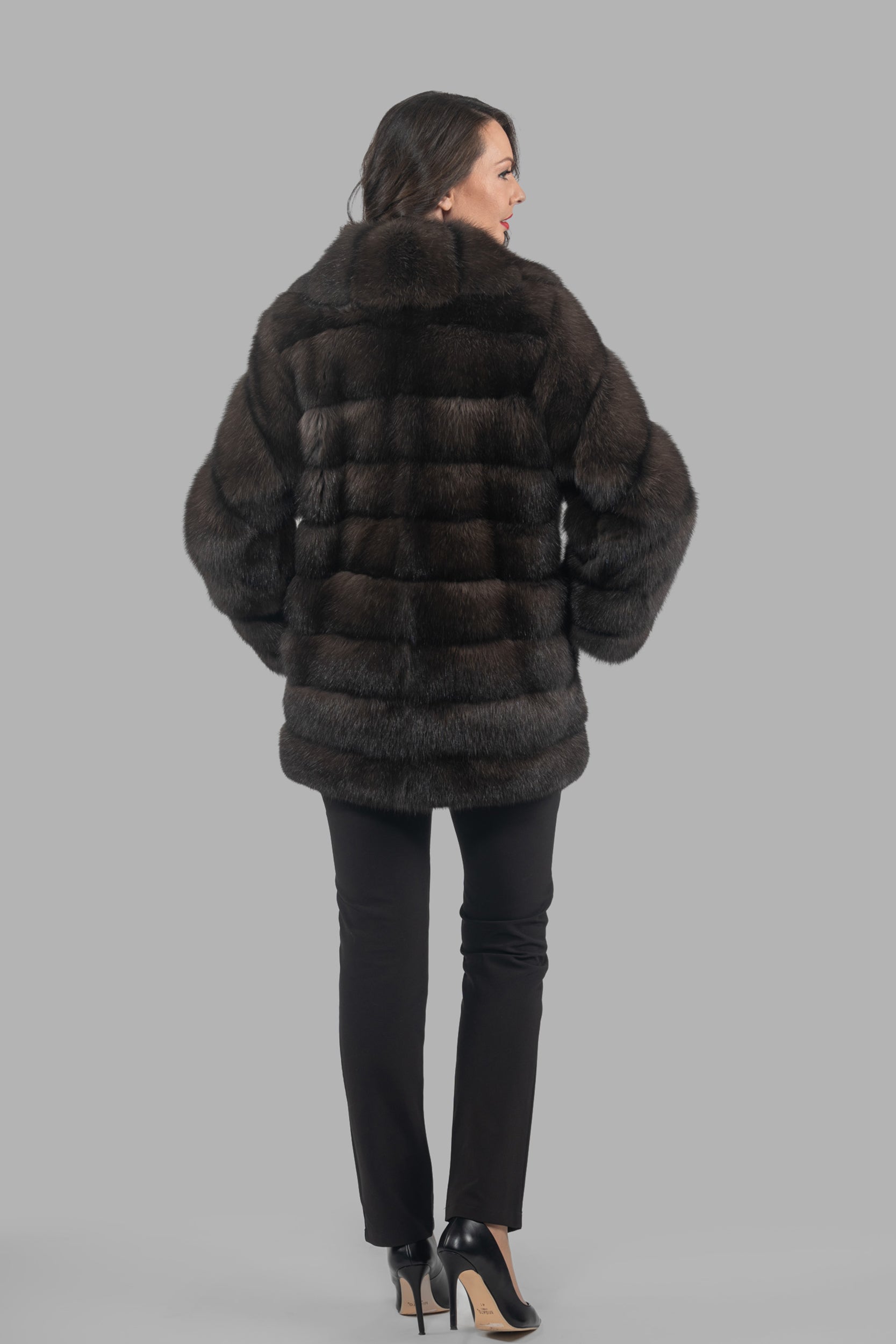 Dark Russian Sable Half Coat with Shawl Collar P/K13C530gC17