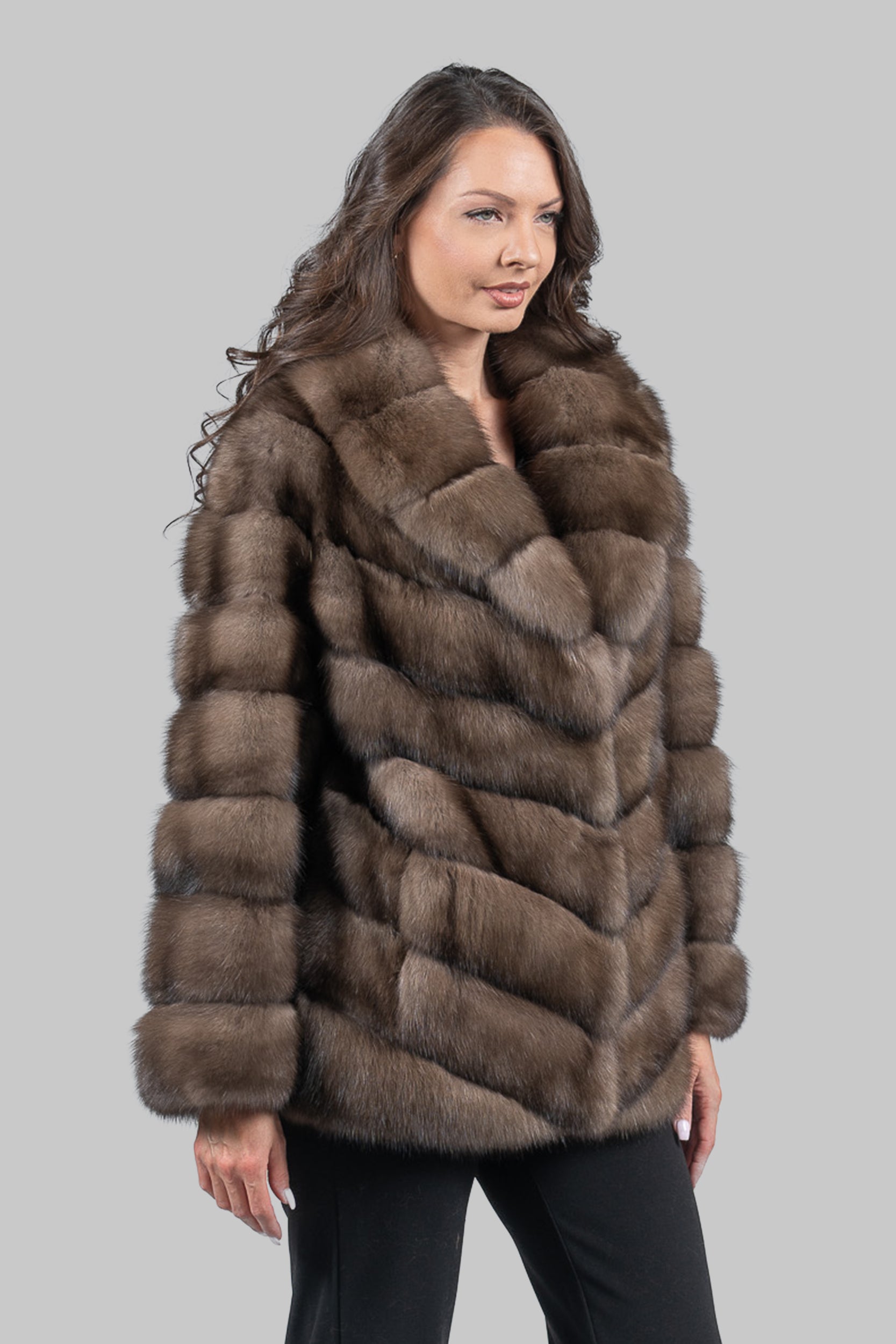 Platino Russian Sable Jacket with Shawl Collar V/K13C528C17