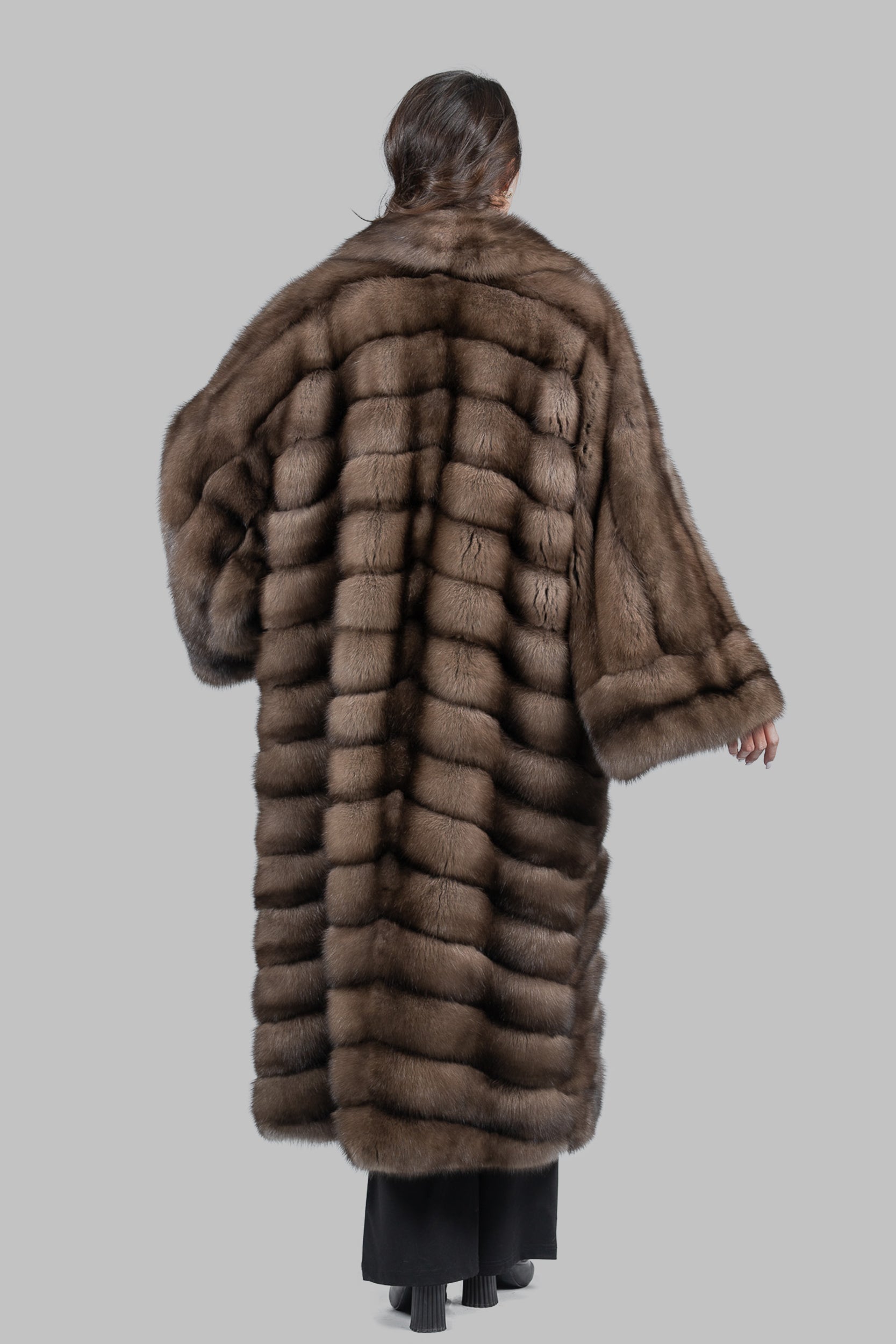 Graphite Sable Long Coat with Shawl Collar A/KI1793