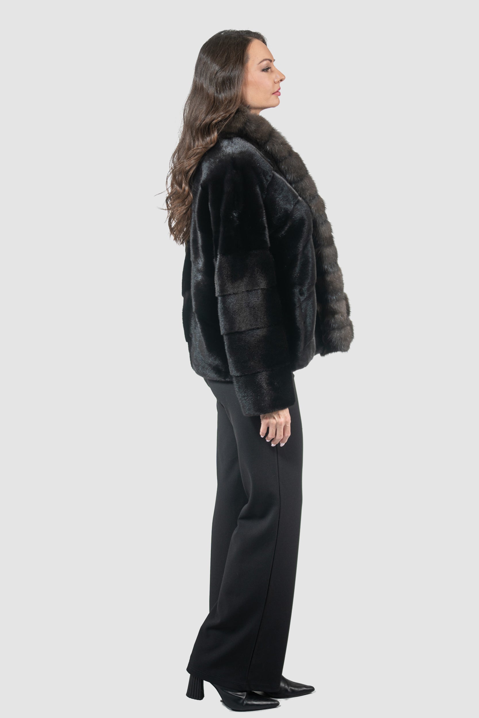 Blackglama Mink Jacket with Russian Sable Trim A/K22C15