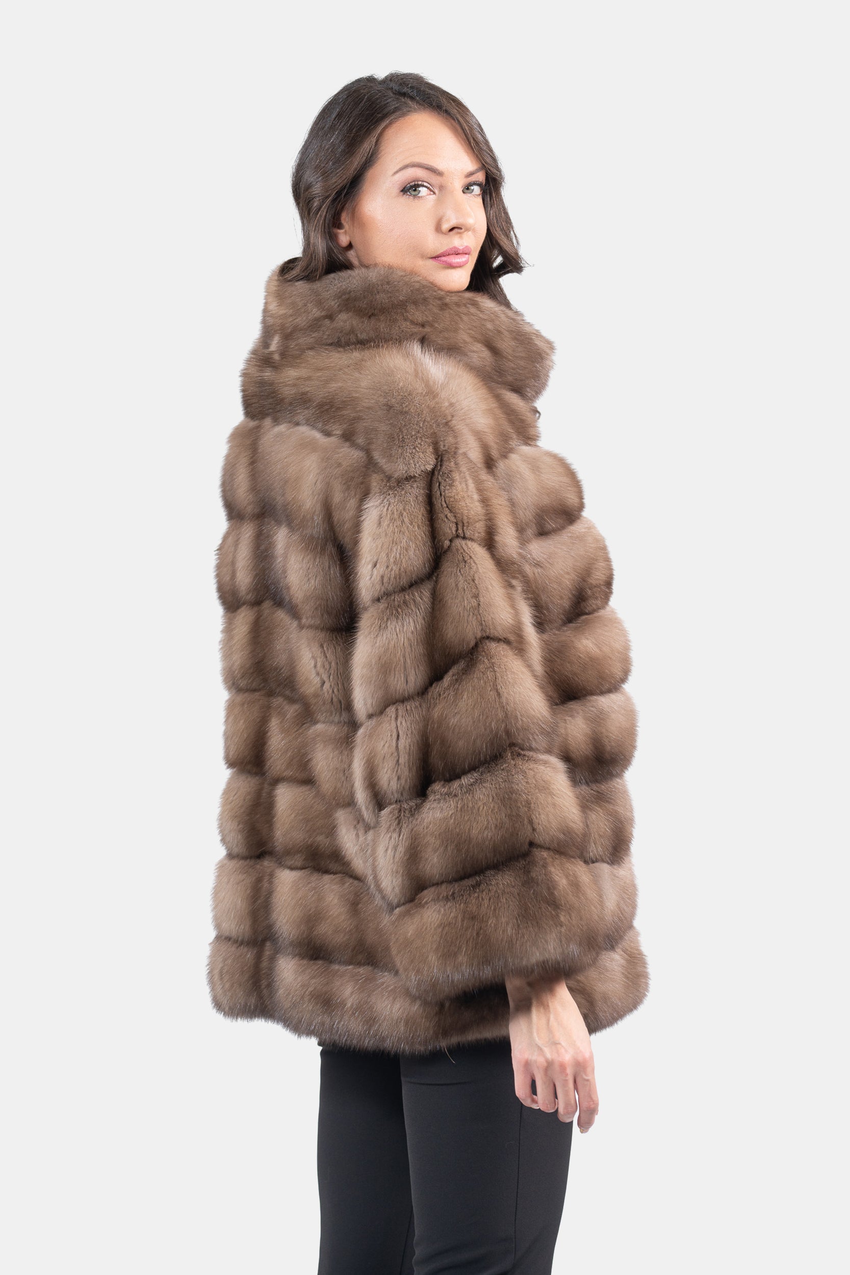 Graphite Russian Sable Jacket with Zipper P/K13C137