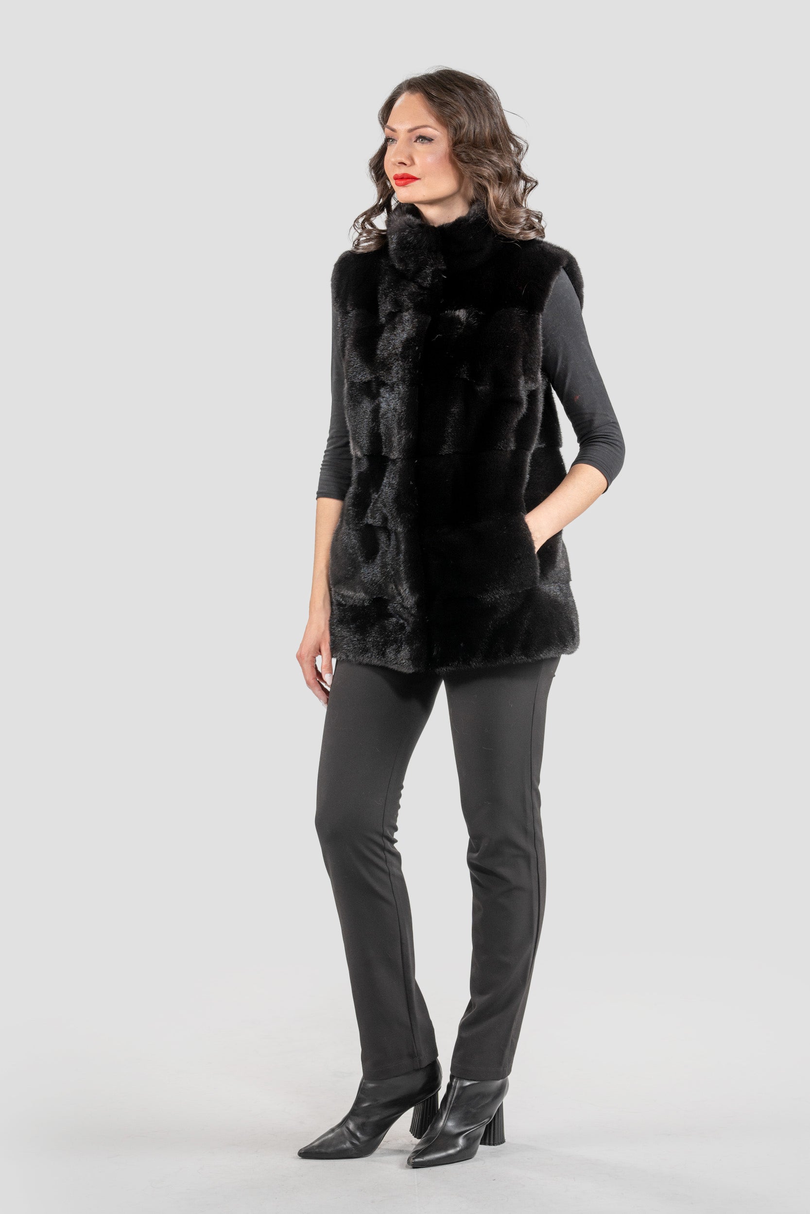 Blackglama Mink Vest with Stand Collar P/K13c519g530