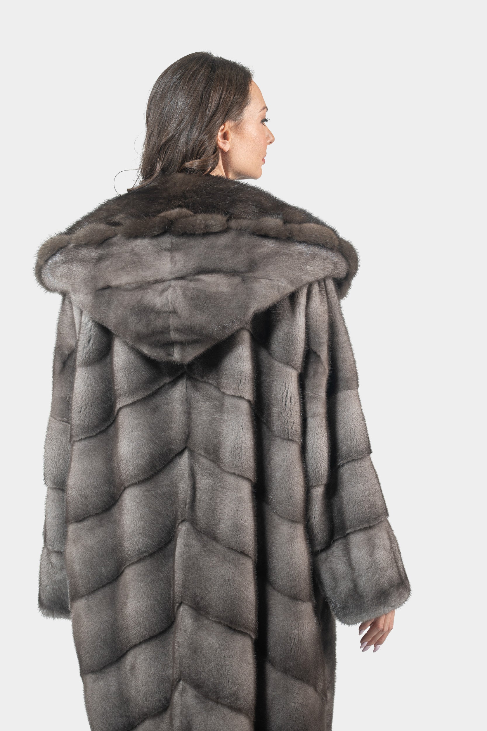 Blue Iris Mink Half Coat with Russian Sable Hood A/K850