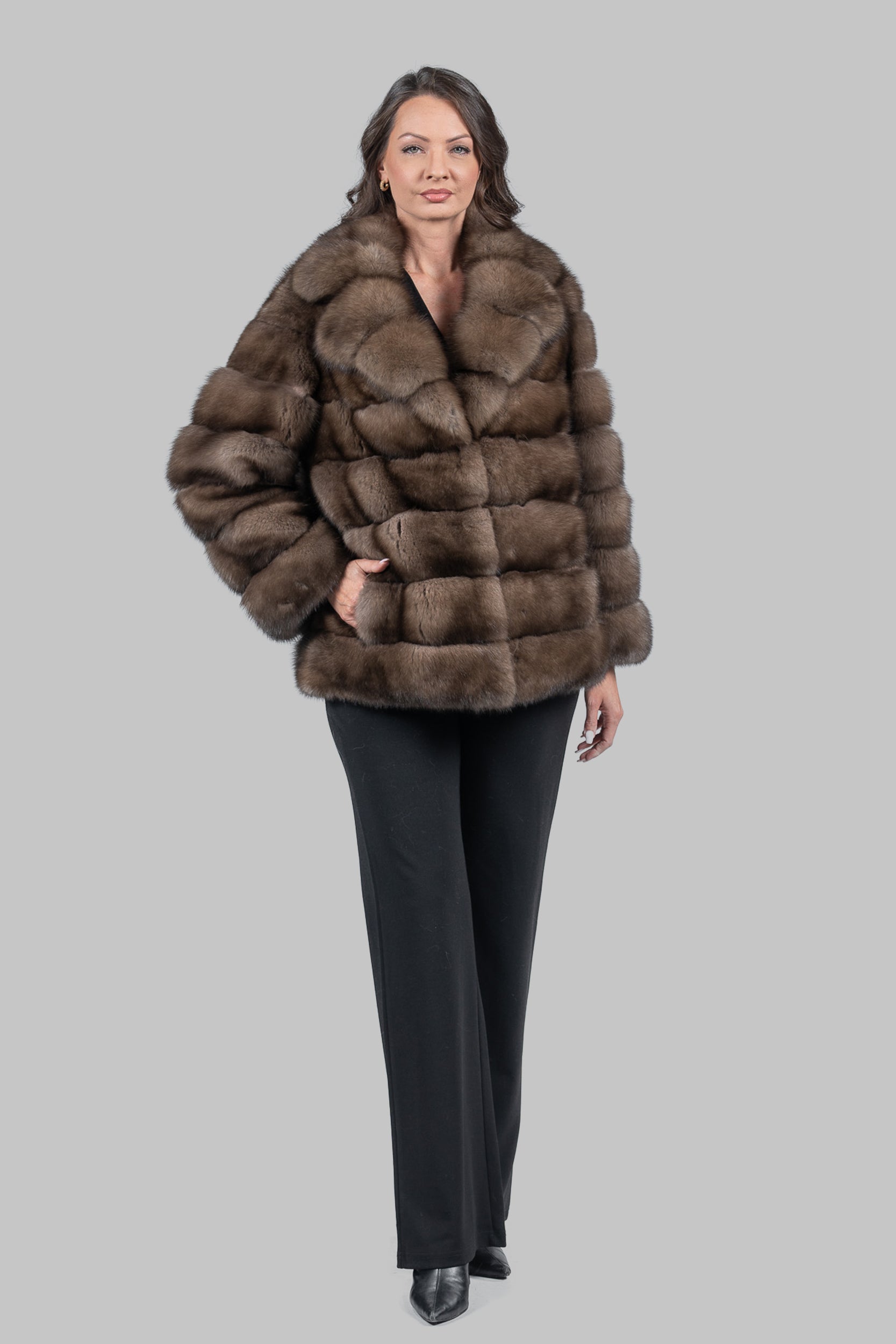 Sable Fur Jacket with Notch Collar P/K13c530s20