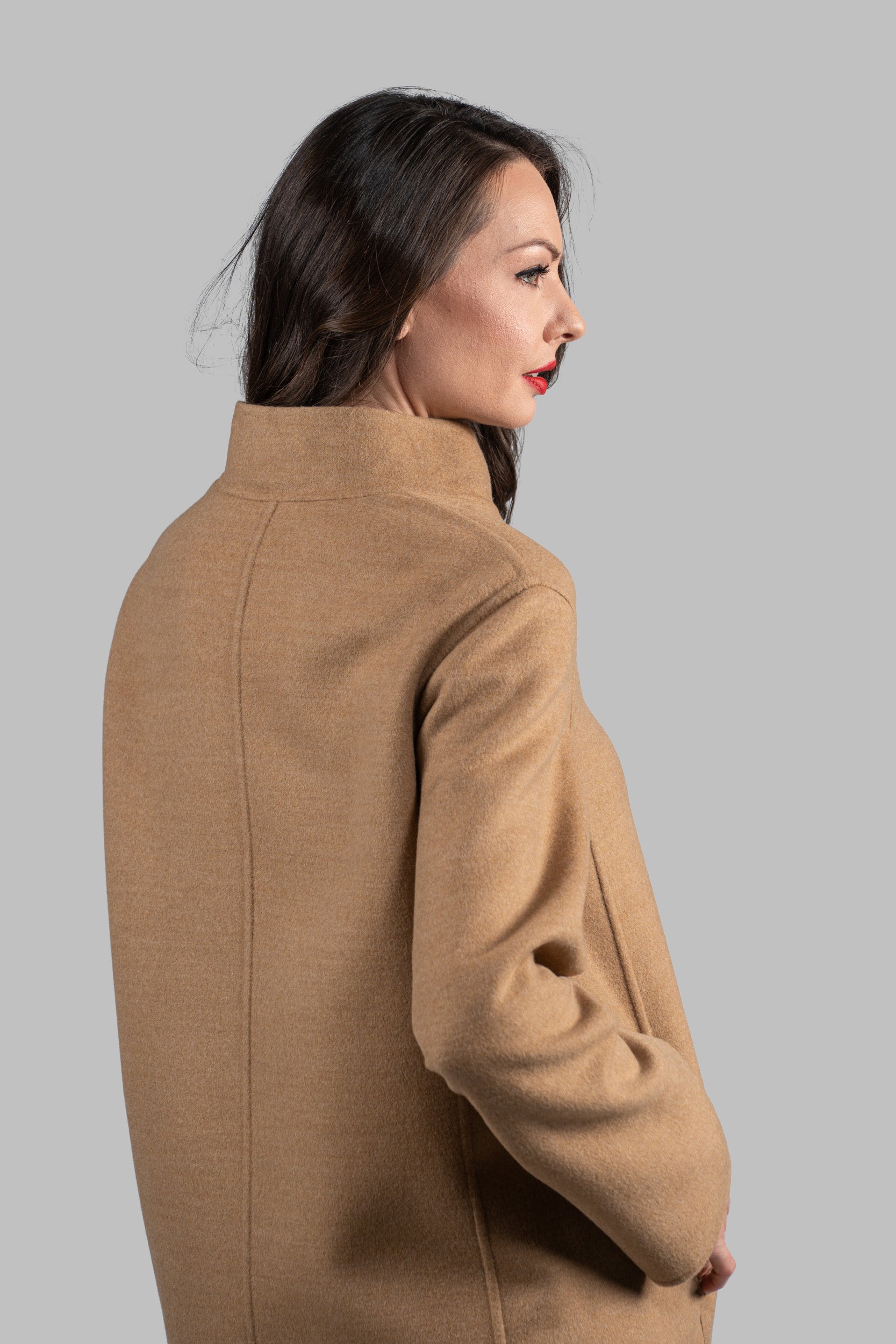 Beige Cashmere Half Coat 17C8003