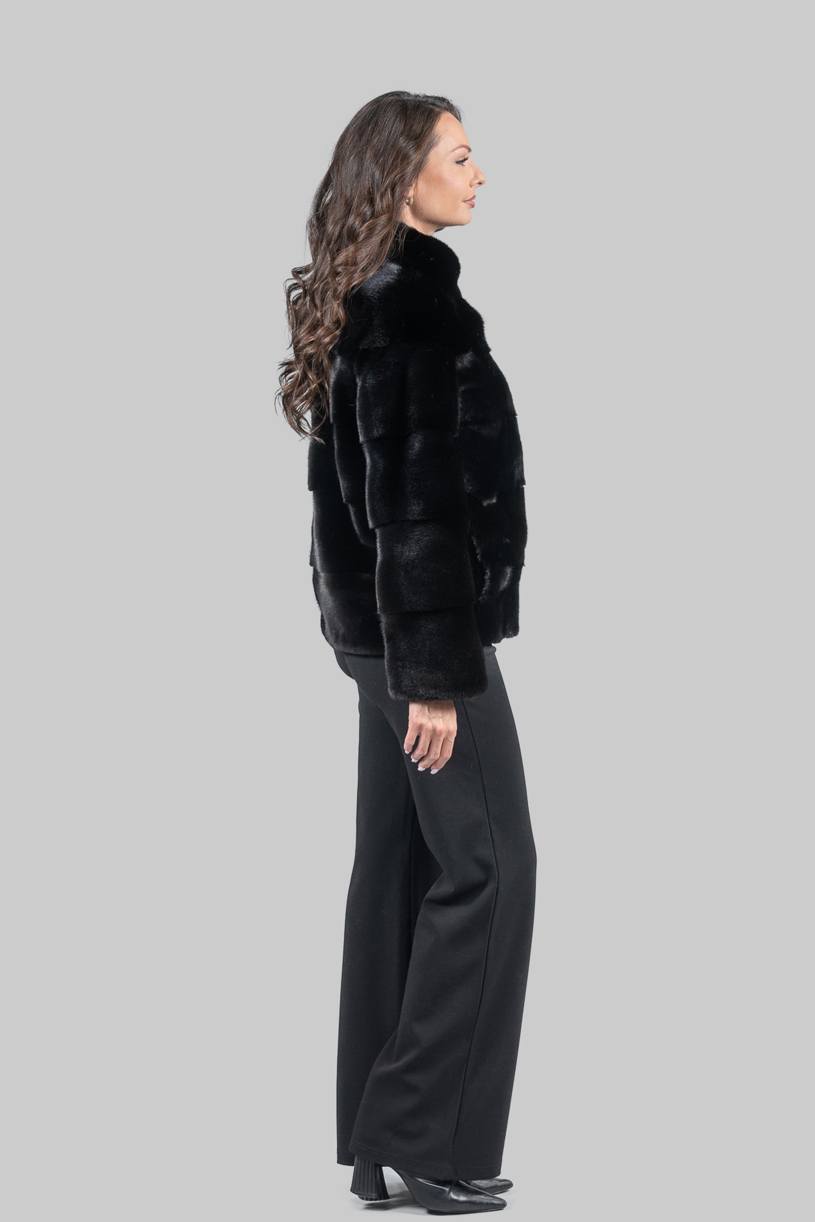 Blackglama Mink Jacket with Stand Collar P/K13C528