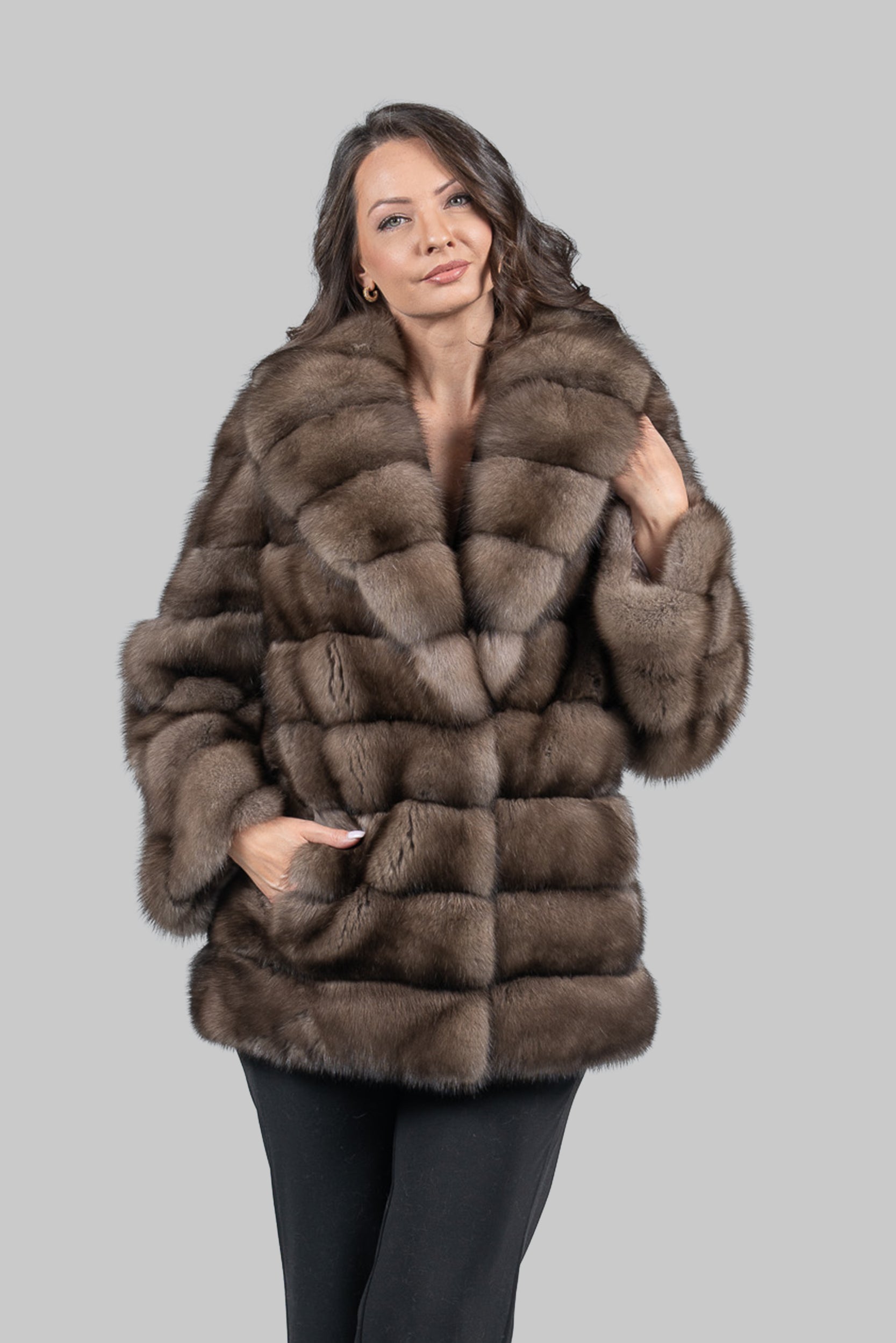 Platino Sable with Shawl Collar Coat P/K13C530gC17