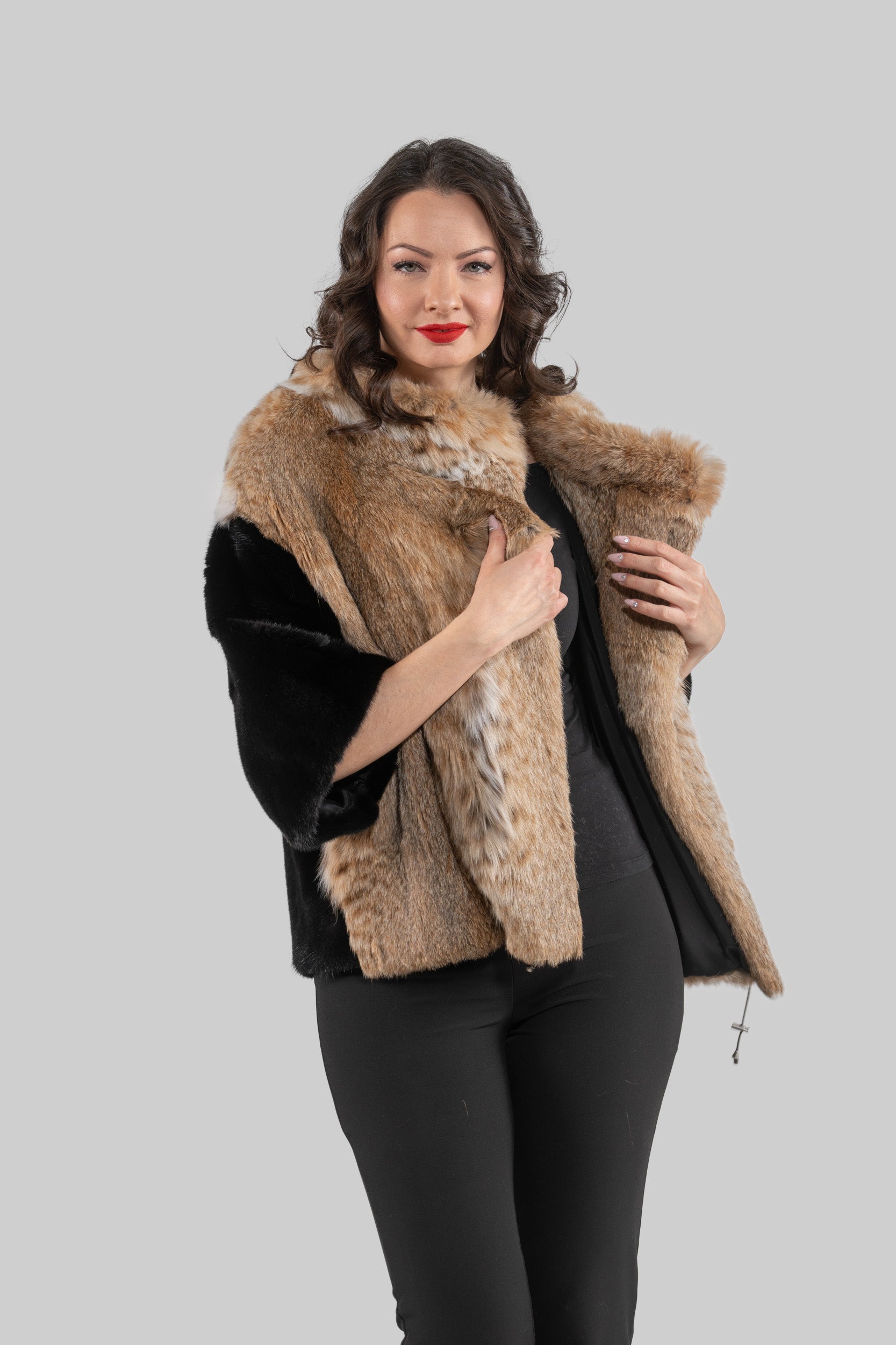 Bobcat Jacket with Mink Trim L/O13C139