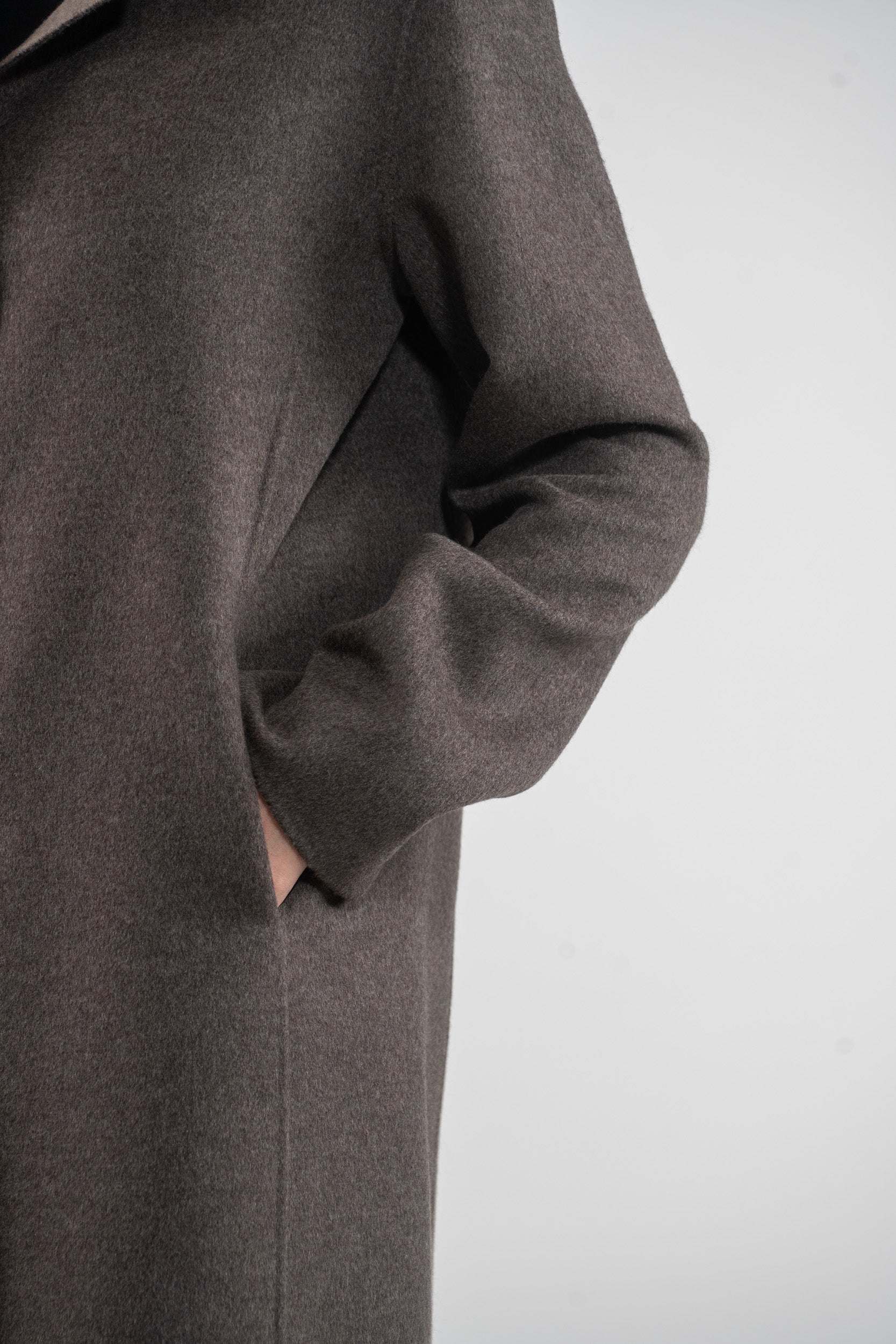 Grey Brown Cashmere Half Coat 17C8003