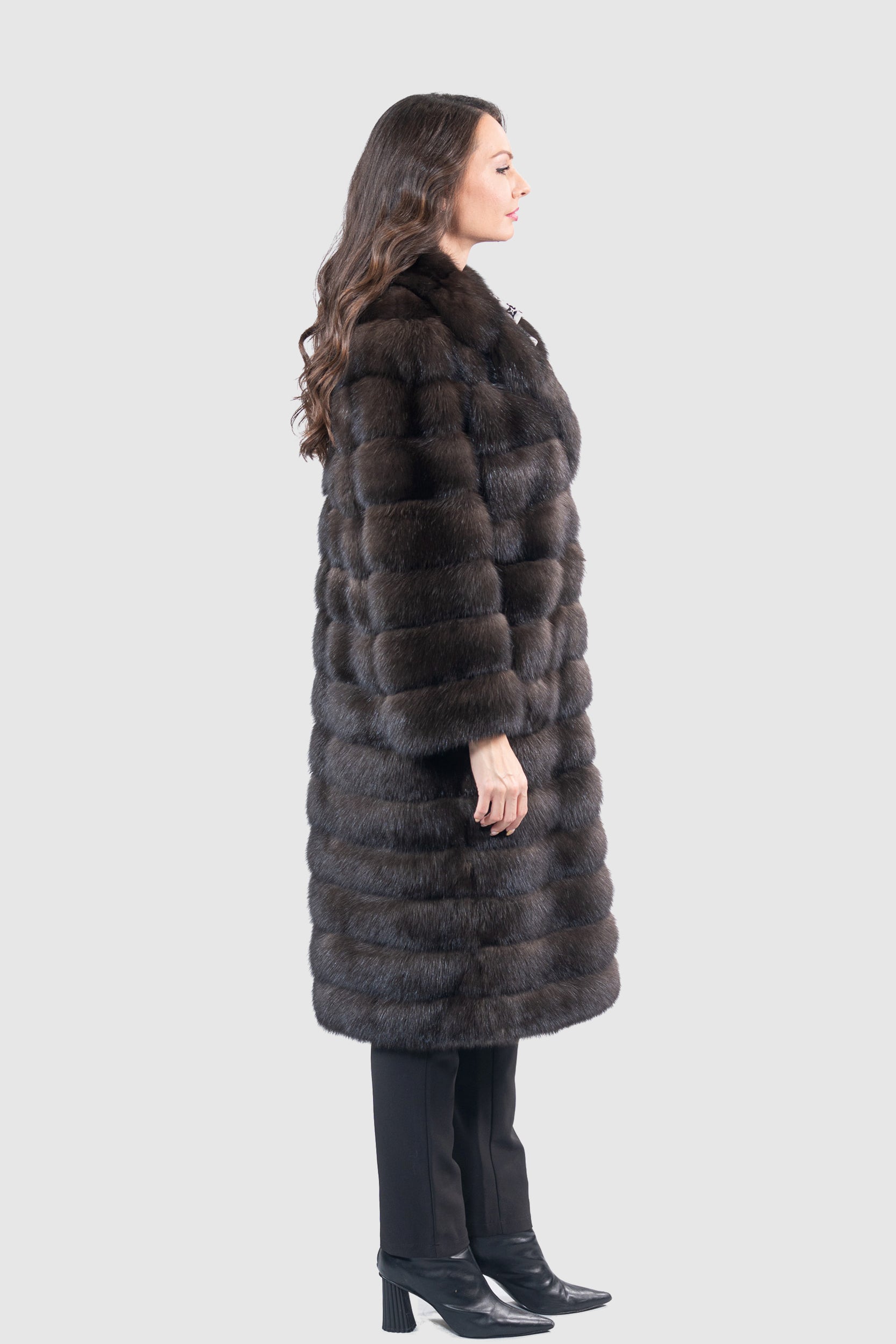 Dark Russian Sable Coat with Notch Collar P/K13c530s20