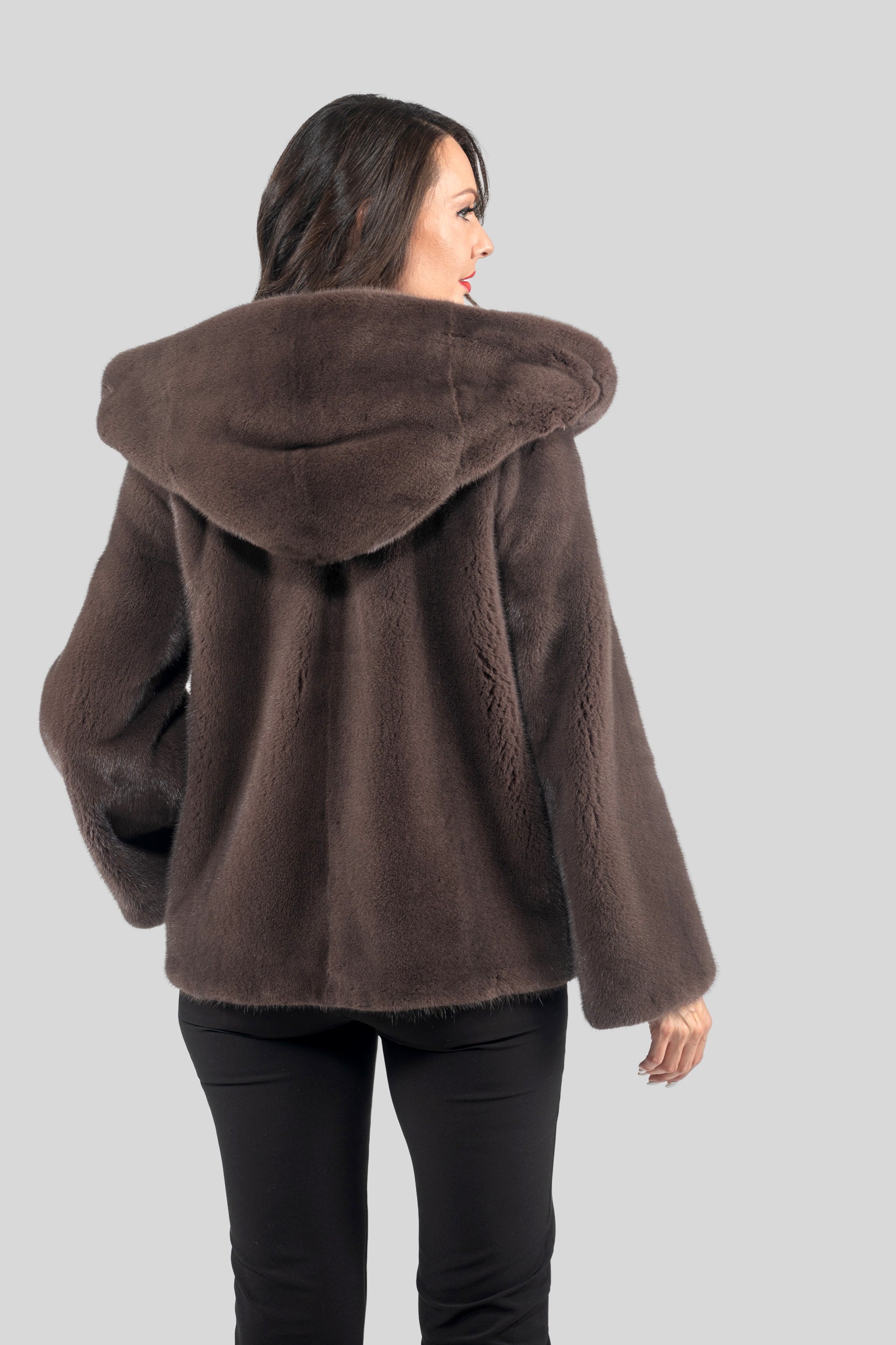 Wood Mink Jacket with Attached Hood L/O13C543H