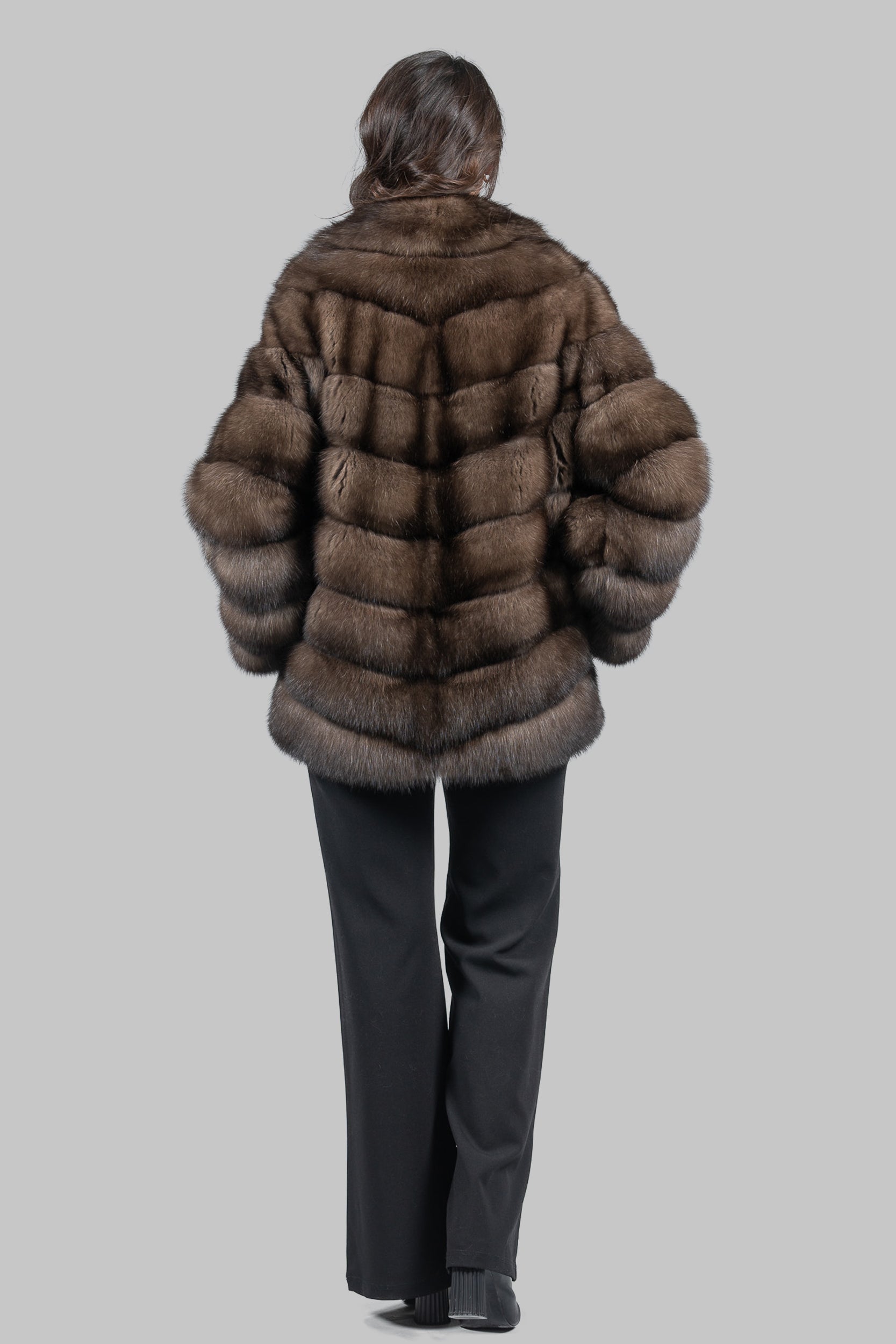 Graphite Russian Sable Half Coat with Full Skin Notch Collar V/K14M475S20