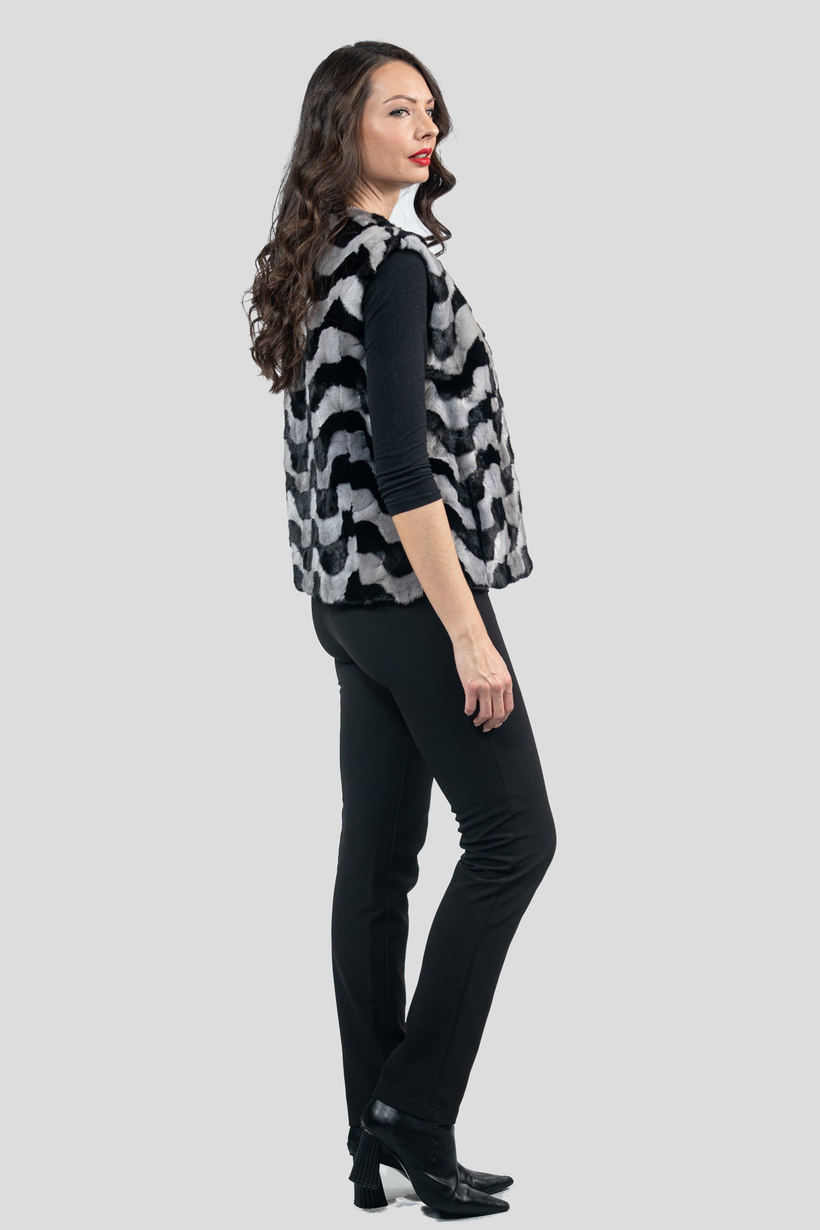 Multicolor Mink Pieced Vest 13C519