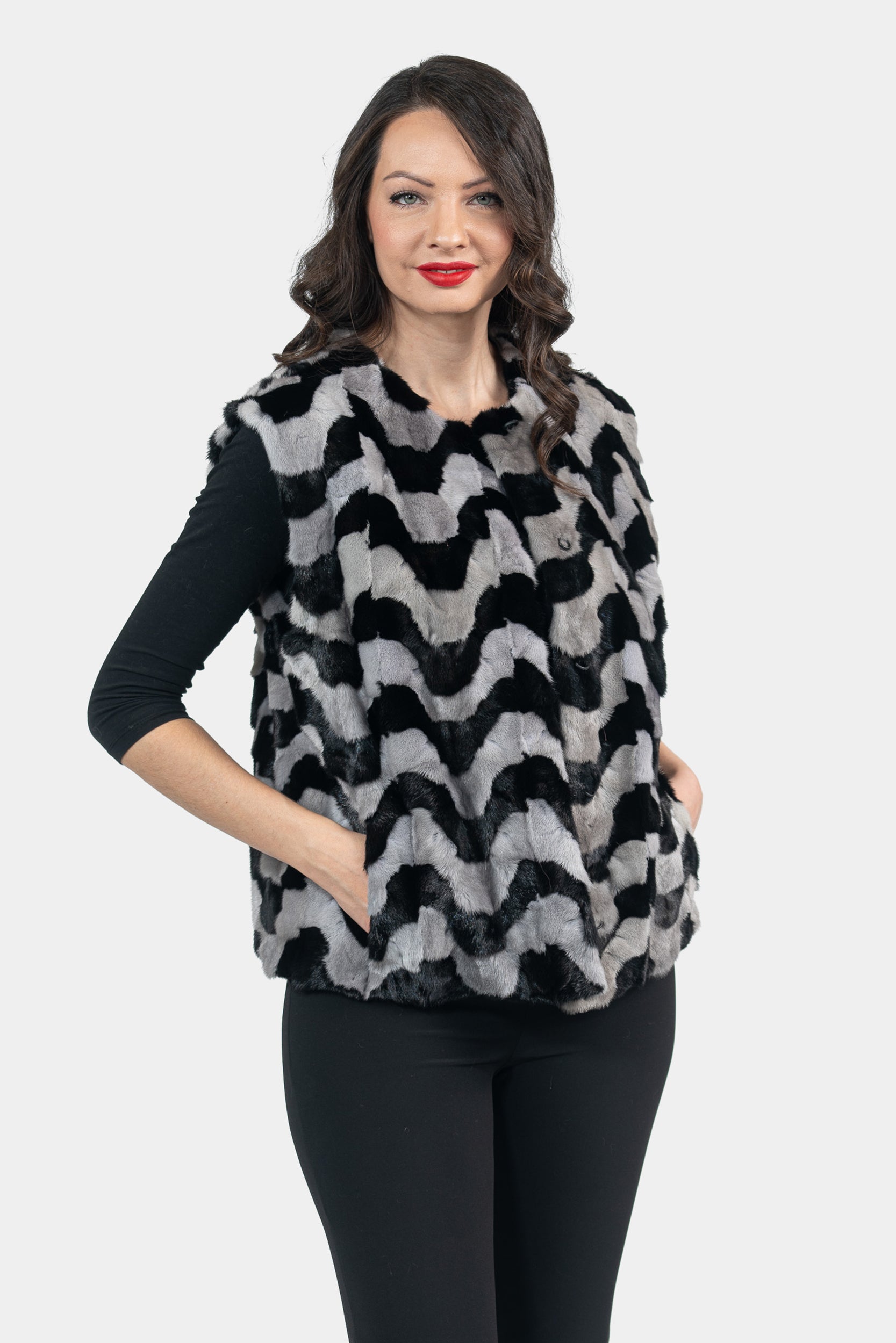 Multicolor Mink Pieced Vest 13C519