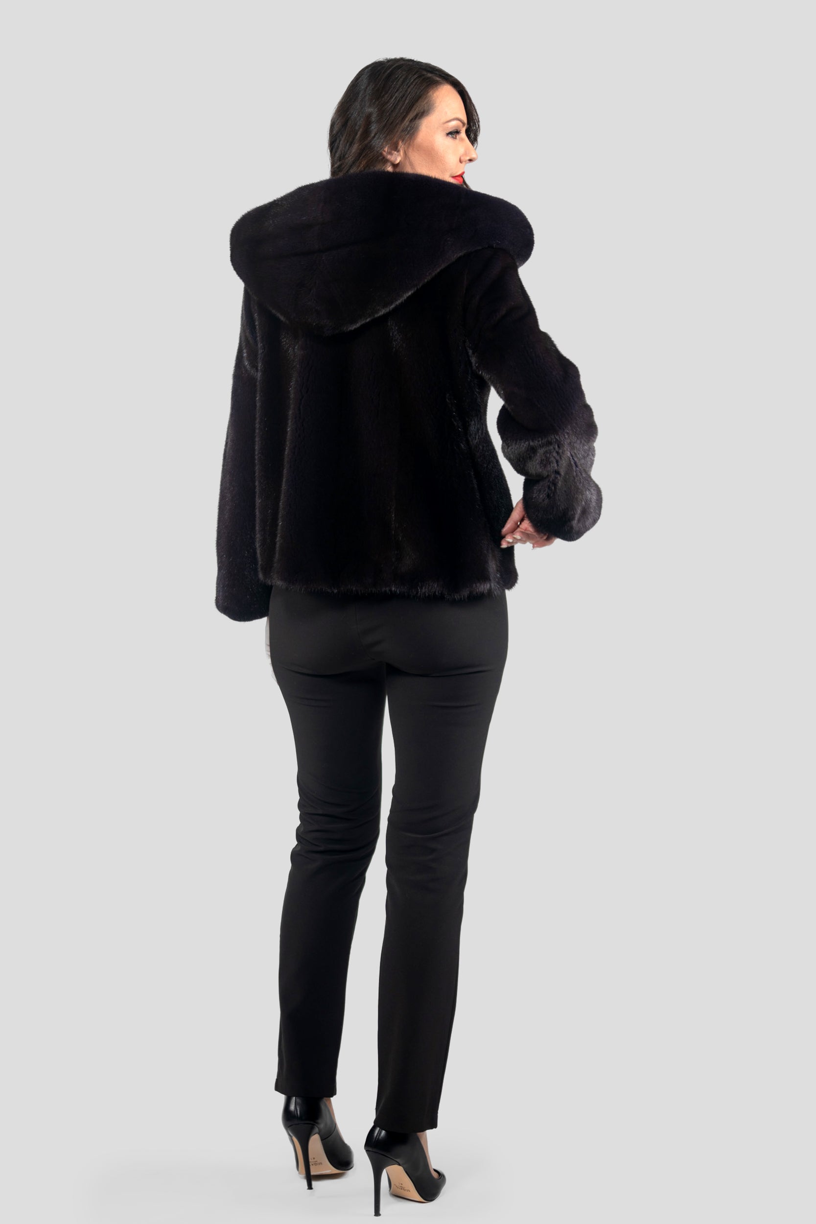 Purple Mink Jacket with Attached Hood L/O13C543H