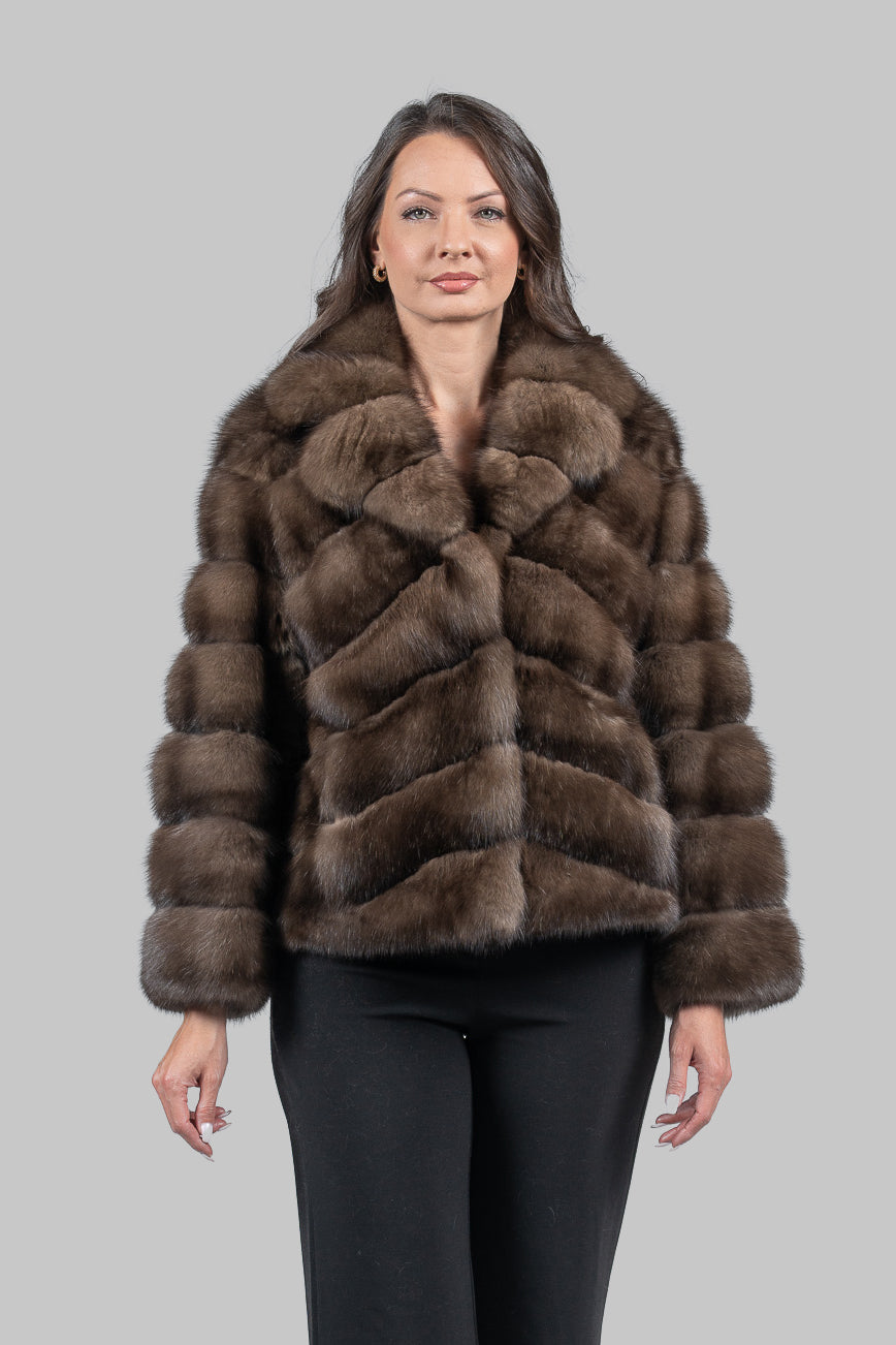 Graphite Russian Sable Jacket with Notch Collar A/K13C528s20