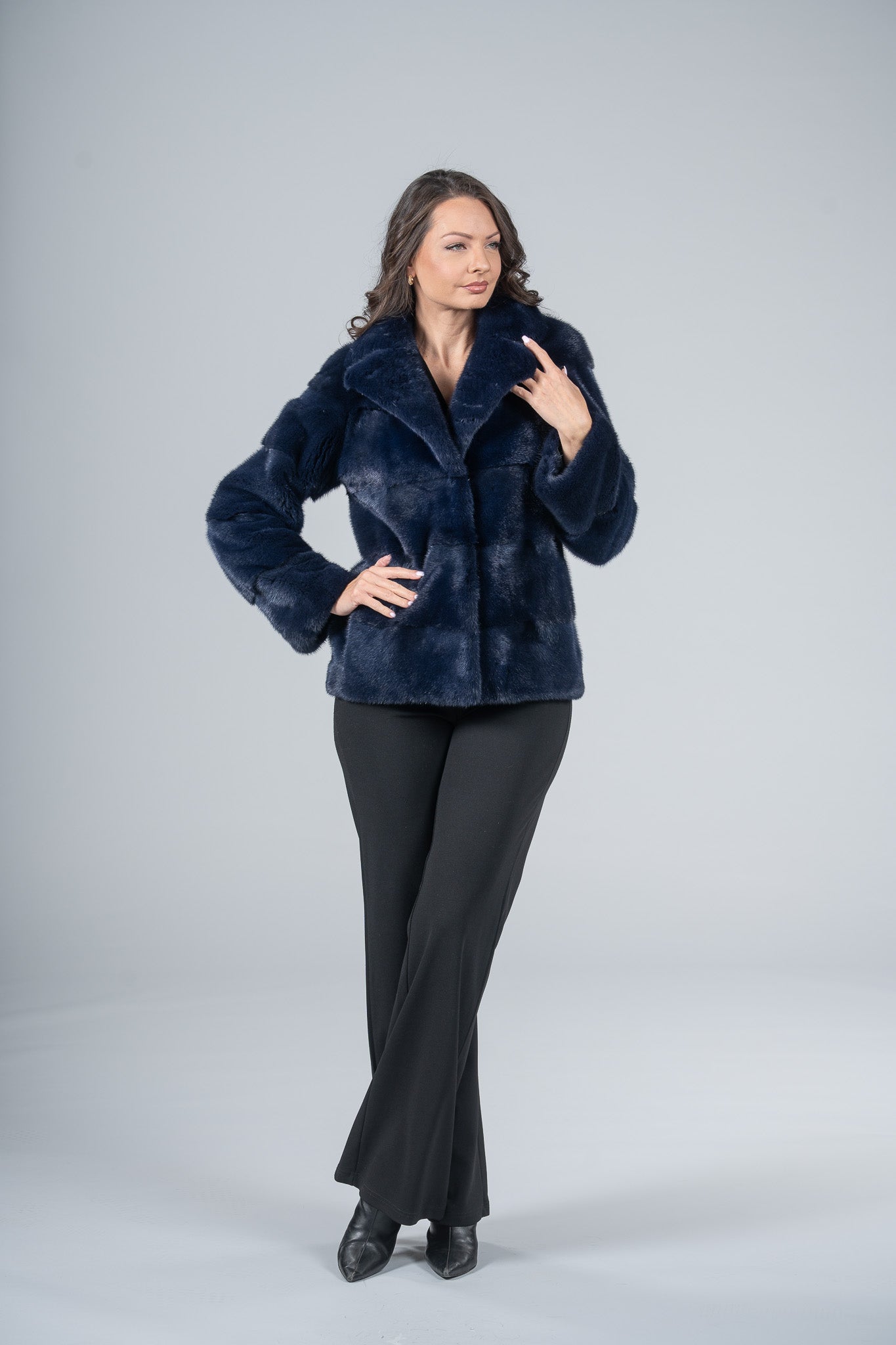 Purple Mink Jacket with Notch Collar P/K13C528G034