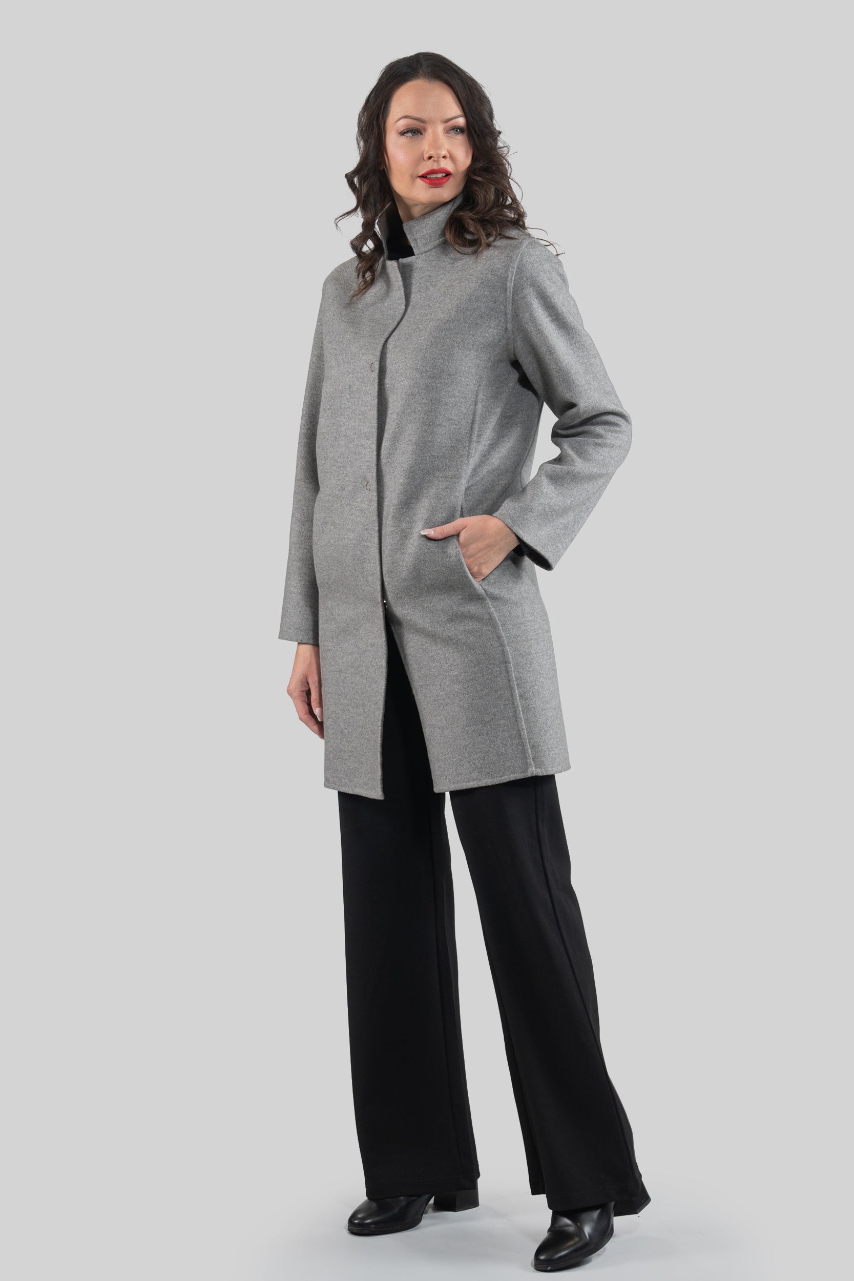 Grey Cashmere Half Coat 17C8003