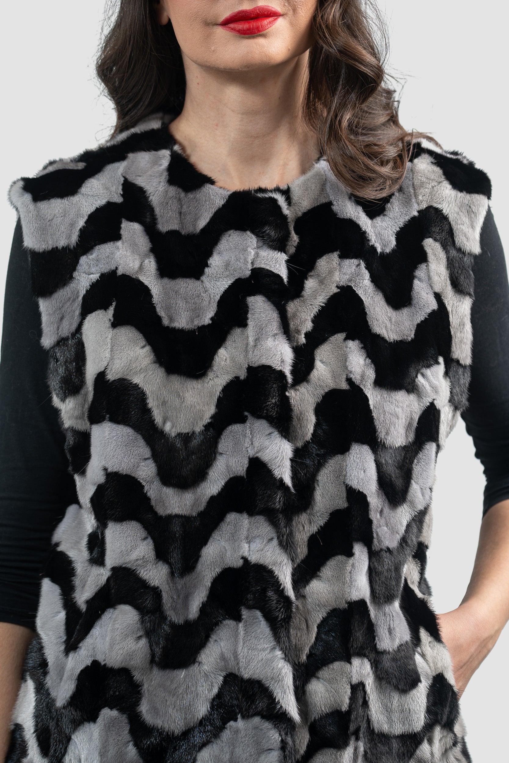 Multicolor Mink Pieced Vest 13C519