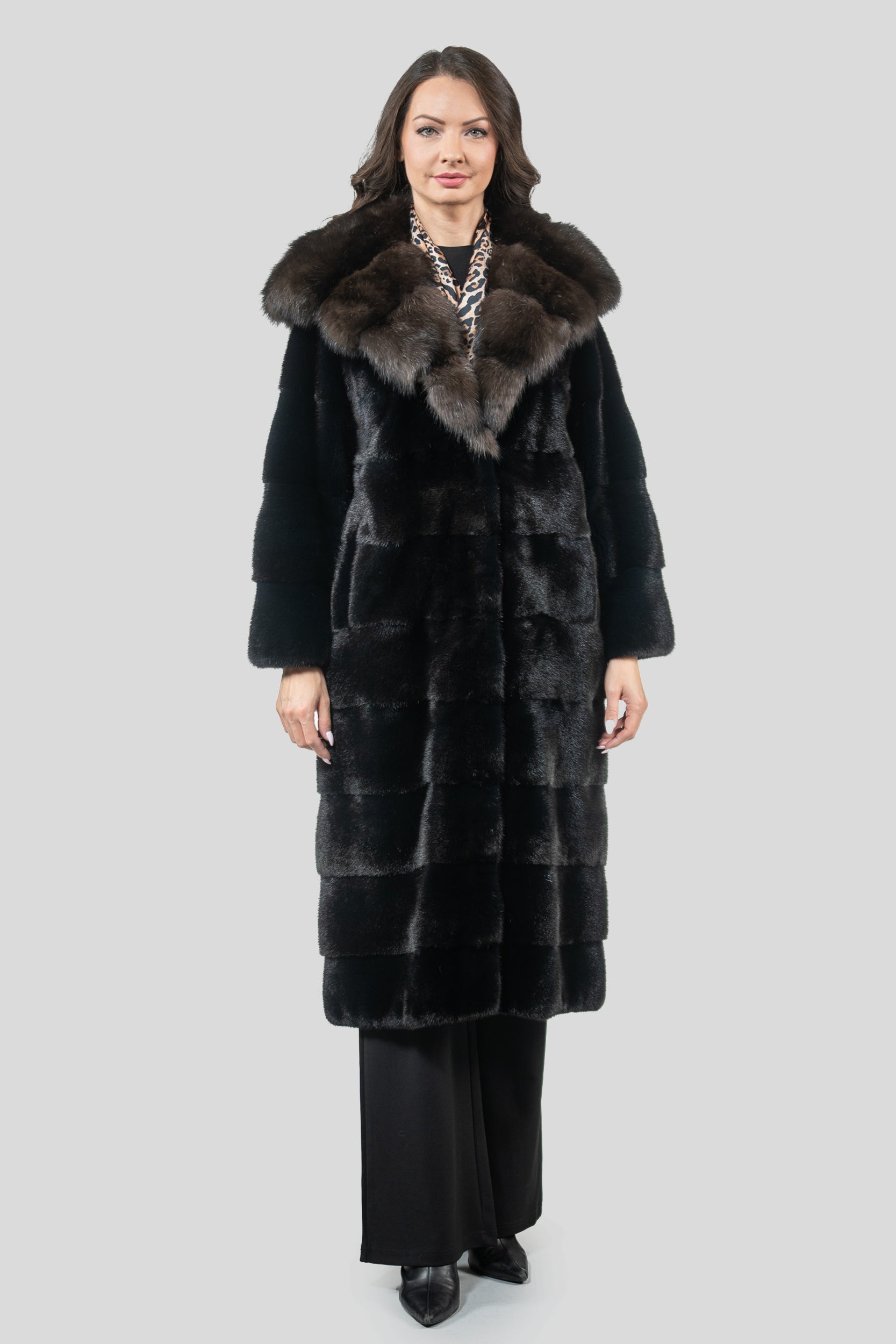 Blackgalama Mink Coat With Russian Sable Hood P/K13C540
