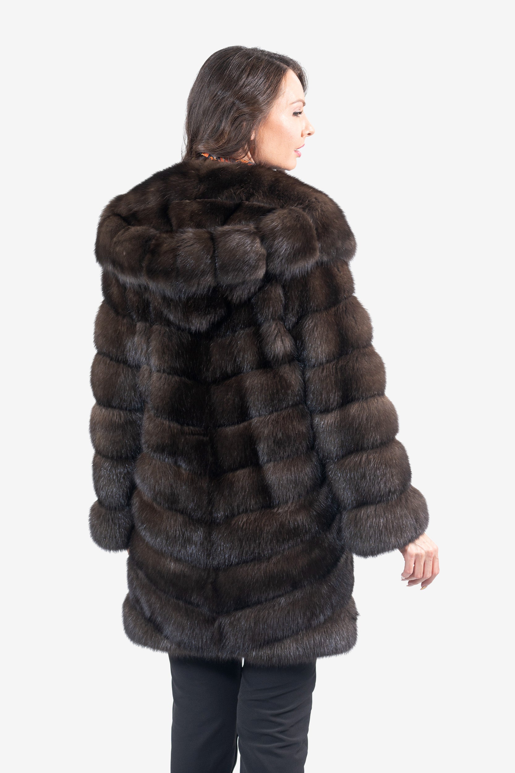Dark Russian Sable Half Coat with Attached Hood V/K13C540o