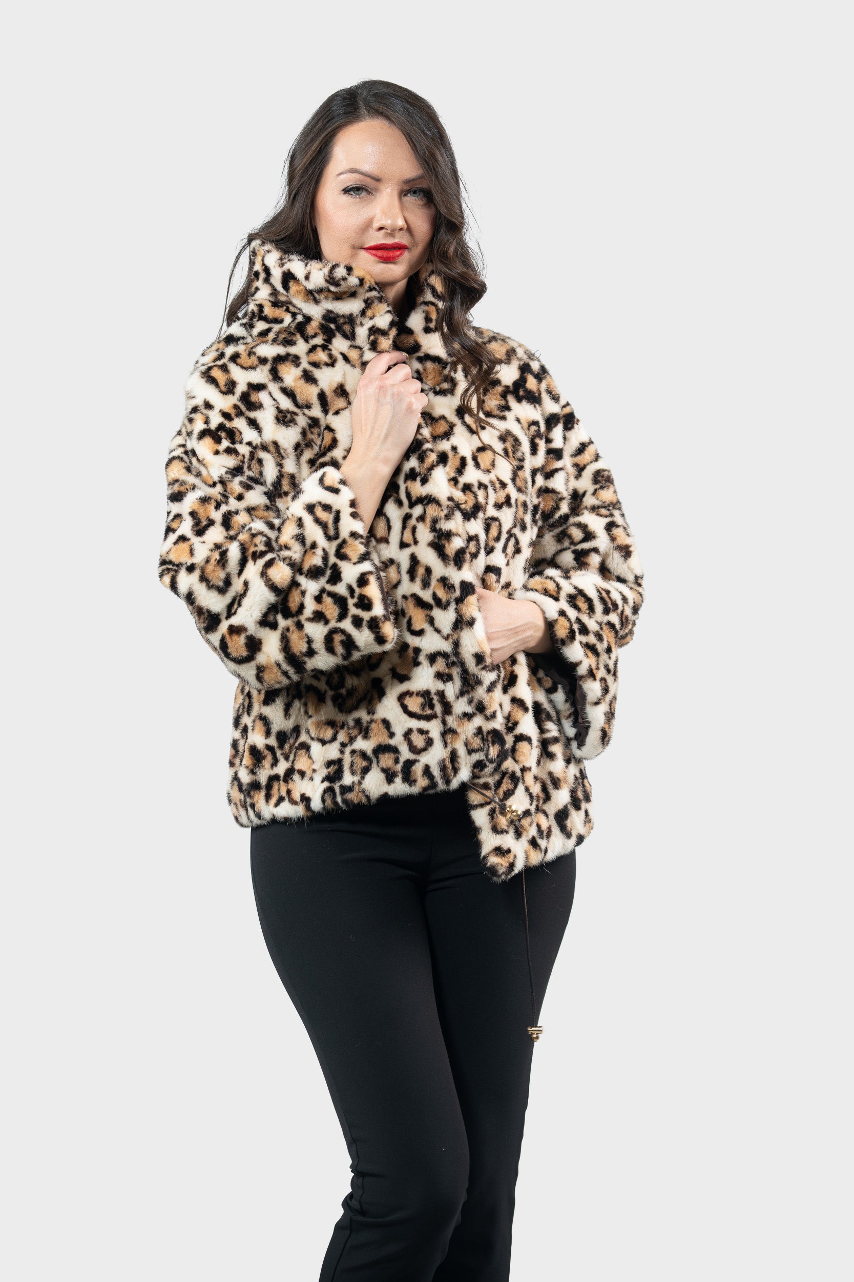 Leopard Mink Pieced Jacket 13C138