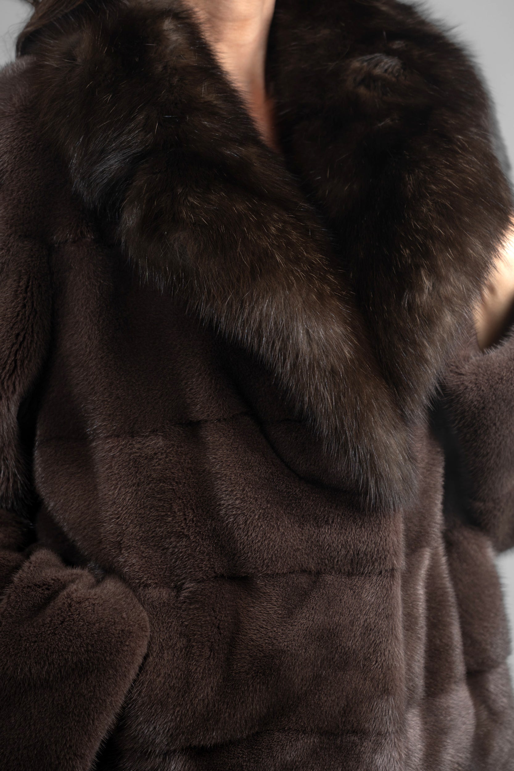 Wood Mink Jacket with Russian Sable Notch Collar P/K13C528S20