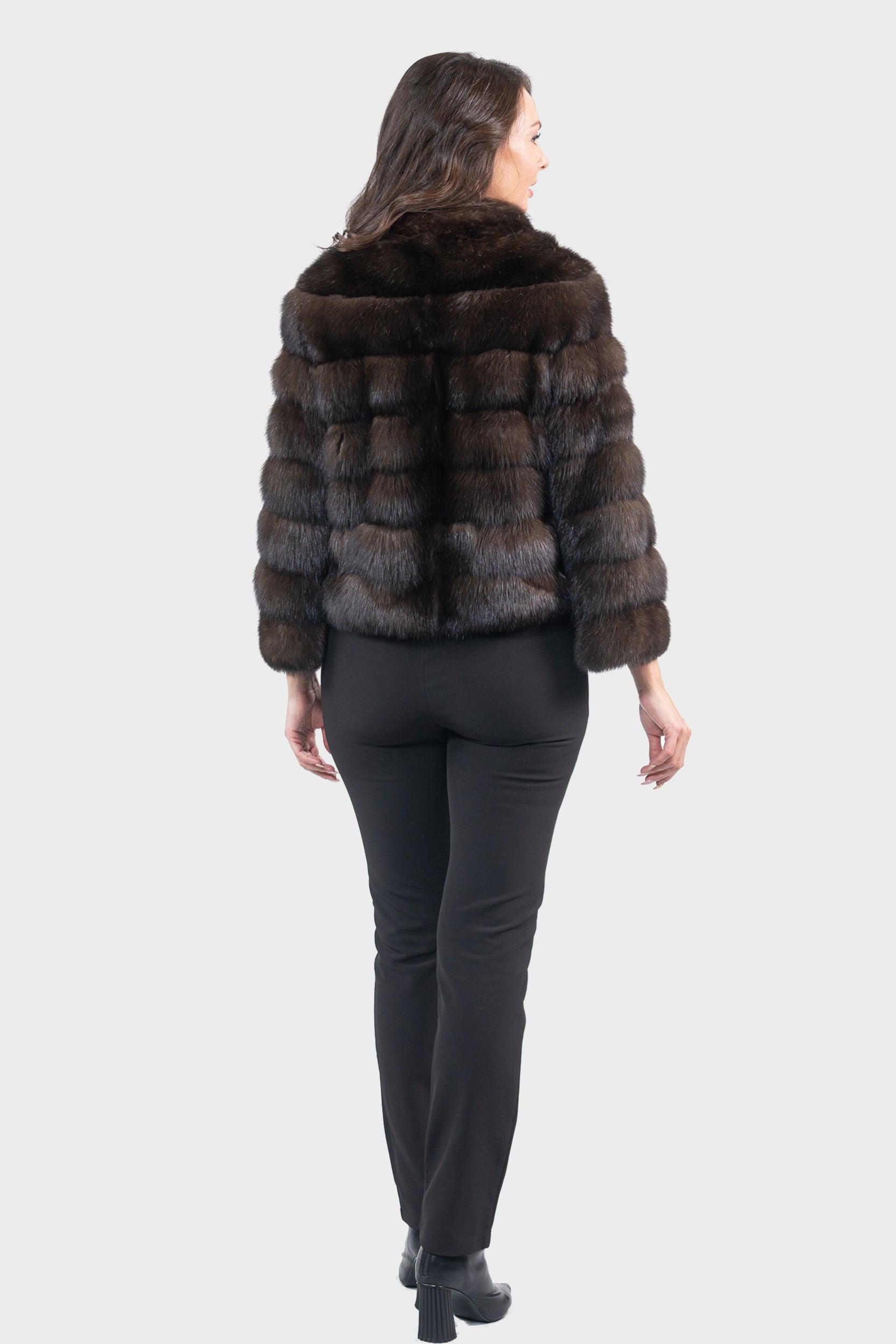 Dark Russian Sable Jacket with Stand Collar P/K13C528