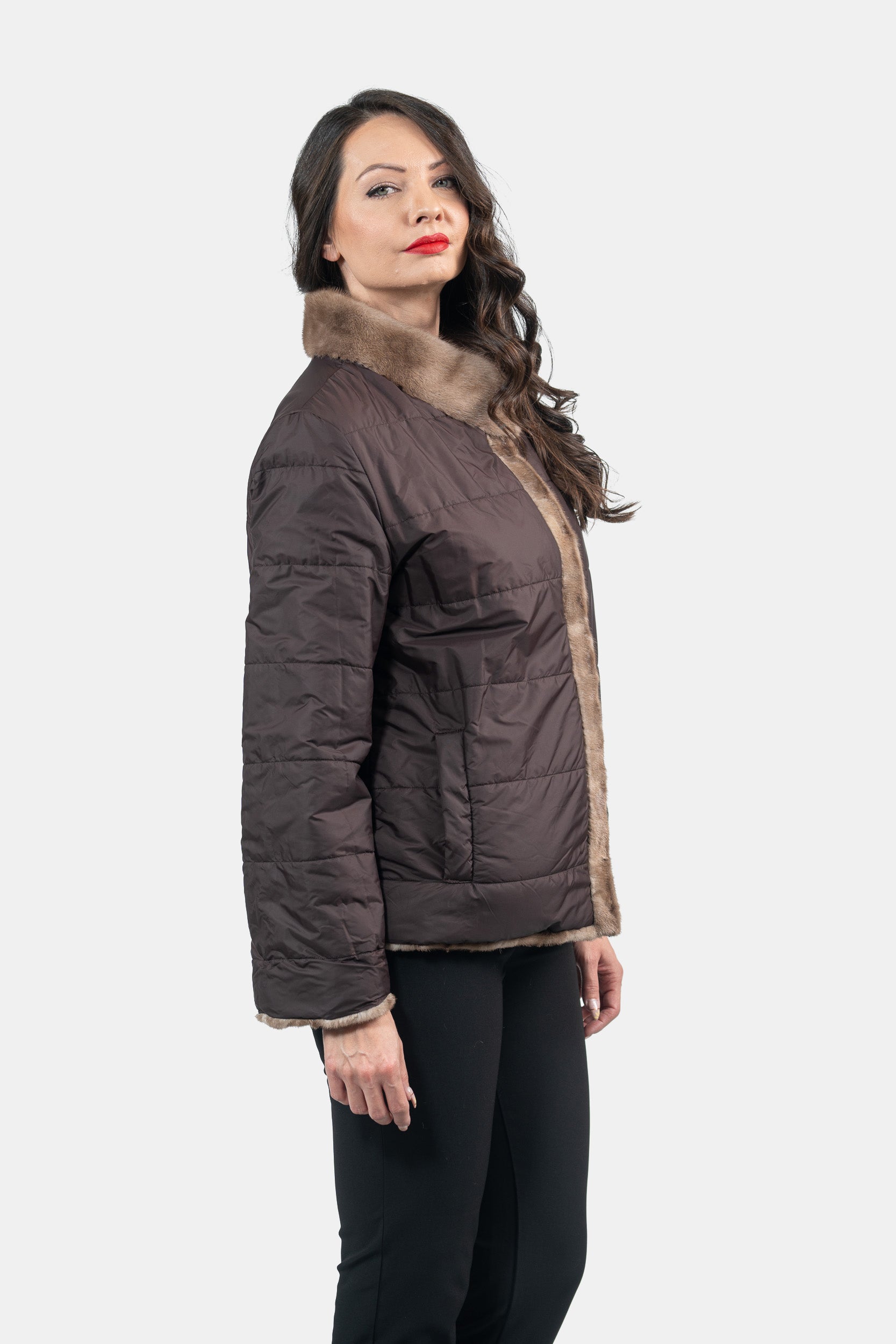 Reversible Pastel Mink Pieced Jacket 13C528