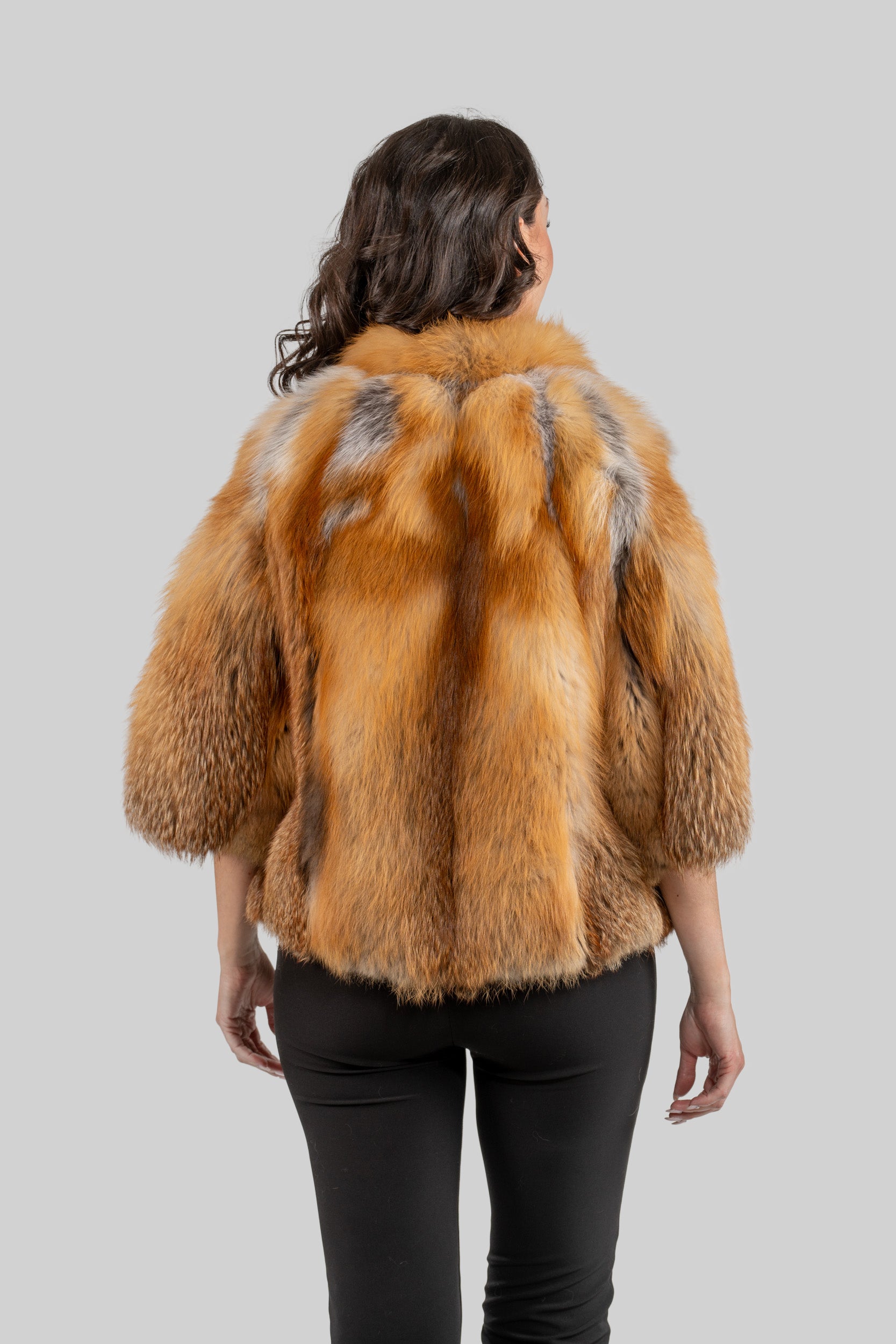 Natural Fox Fur Jacket with Stand Collar 13C139