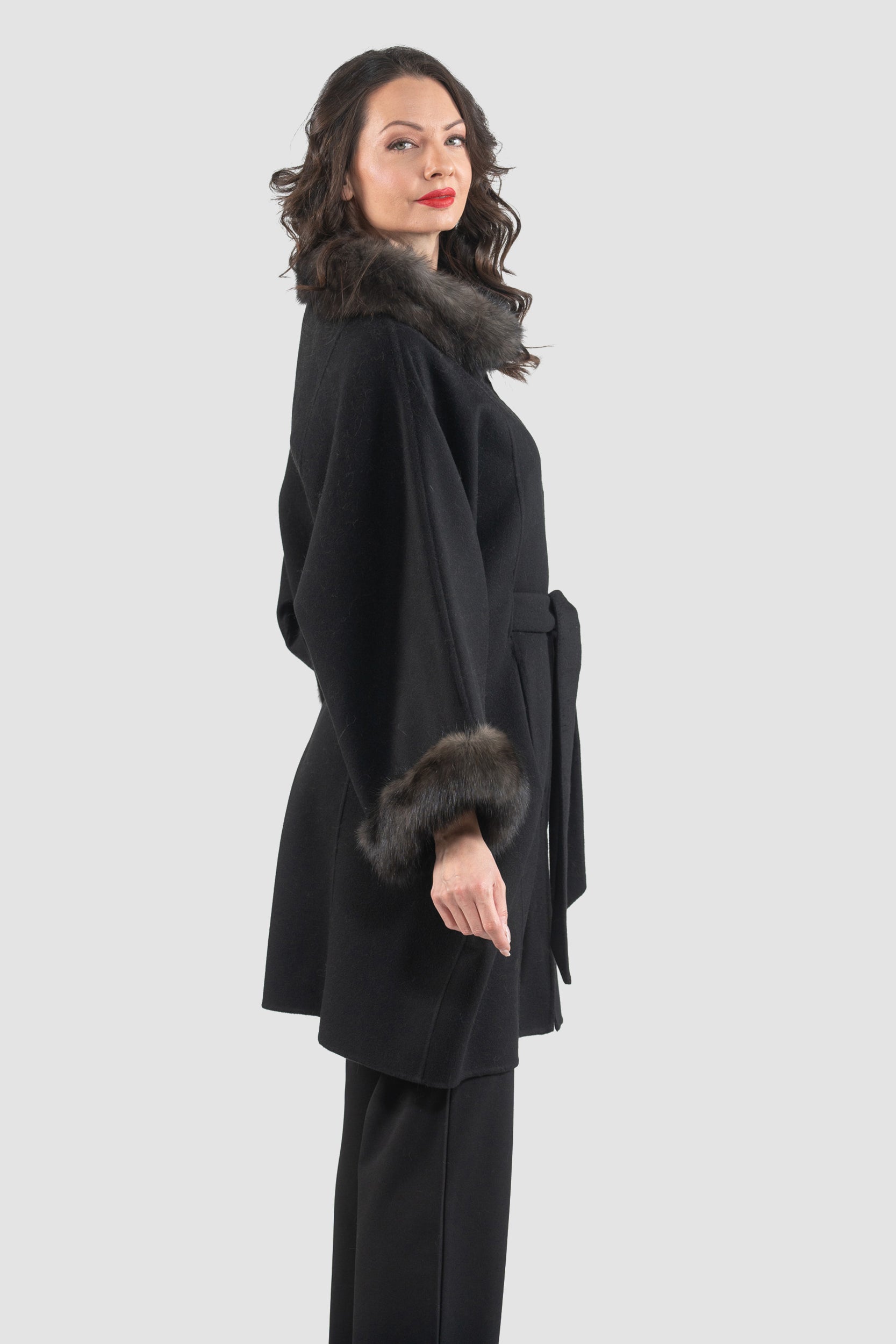 Black Cashmere Cape with Russian Sable Trim 2005