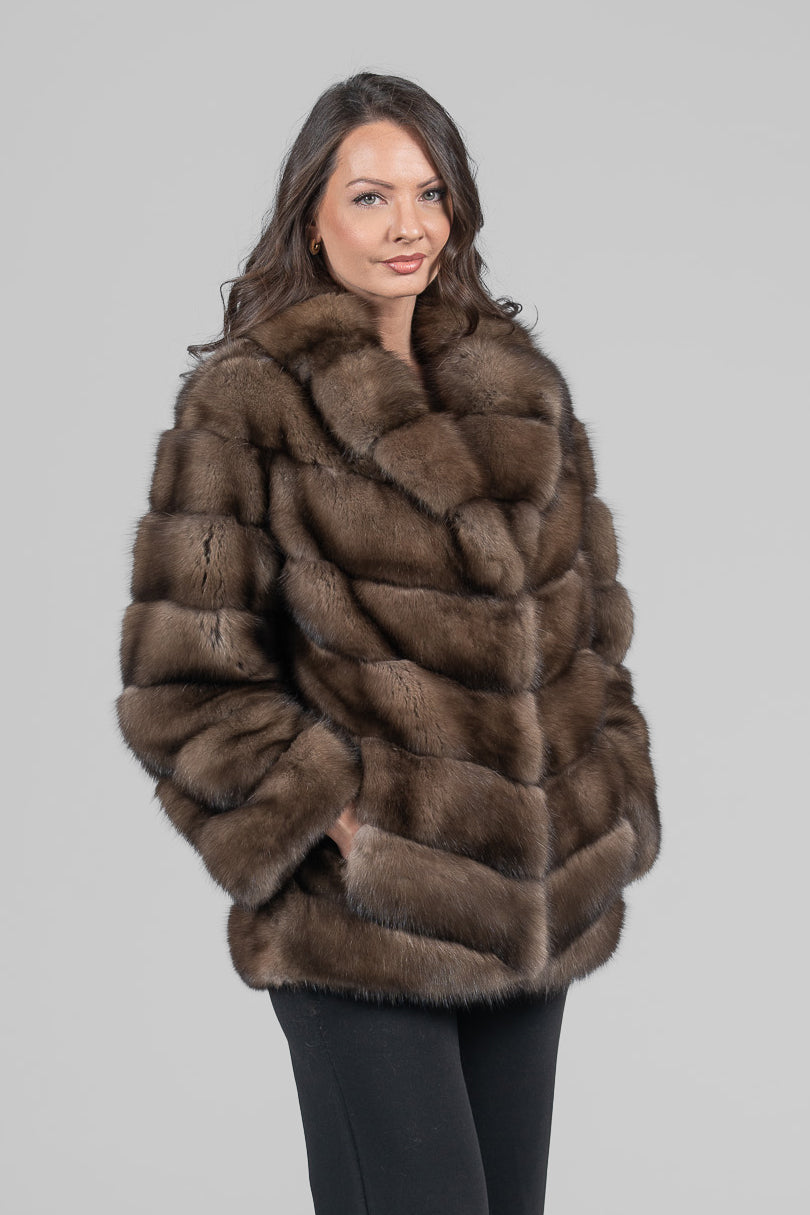 Platino Russian Sable Half Coat with Shawl Collar A/K13C530gC17